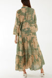Black Broderie Anglaise Trees Tiered Maxi Dress For Women ONE SIZE - Dropwear