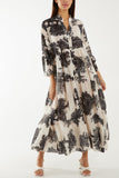 Broderie Anglaise Trees Tiered Maxi Dress For Women  - Dropwear