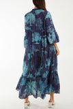 Khaki Broderie Anglaise Trees Tiered Maxi Dress For Women ONE SIZE - Dropwear