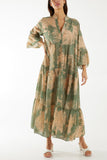 Stone Broderie Anglaise Trees Tiered Maxi Dress For Women ONE SIZE - Dropwear
