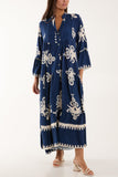 Khaki Printed Tiered Maxi Dress For Women ONE SIZE - Dropwear