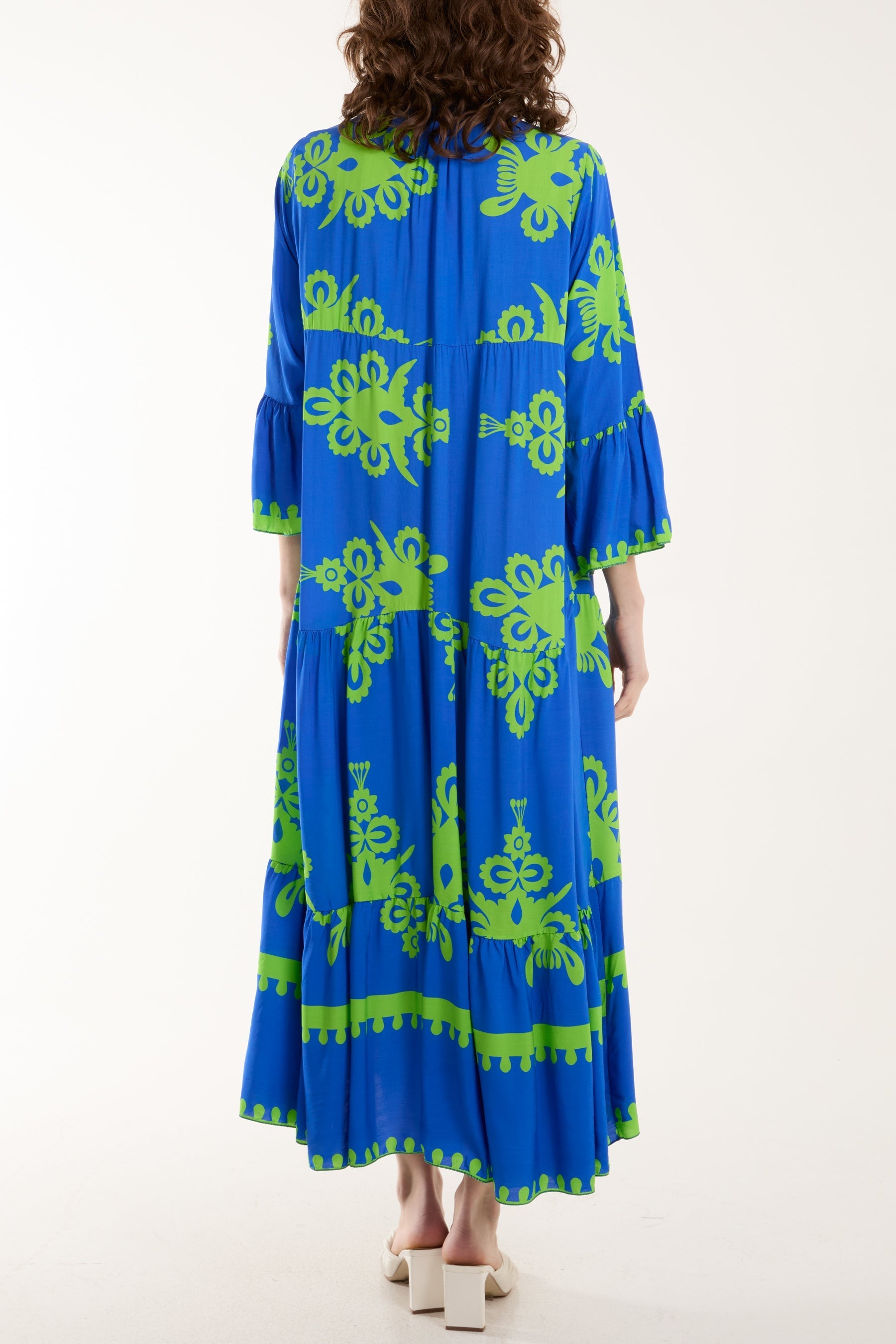 Printed Tiered Maxi Dress For Women  - Dropwear