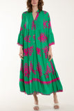 Stone Printed Tiered Maxi Dress For Women ONE SIZE - Dropwear
