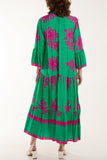 Black Printed Tiered Maxi Dress For Women ONE SIZE - Dropwear