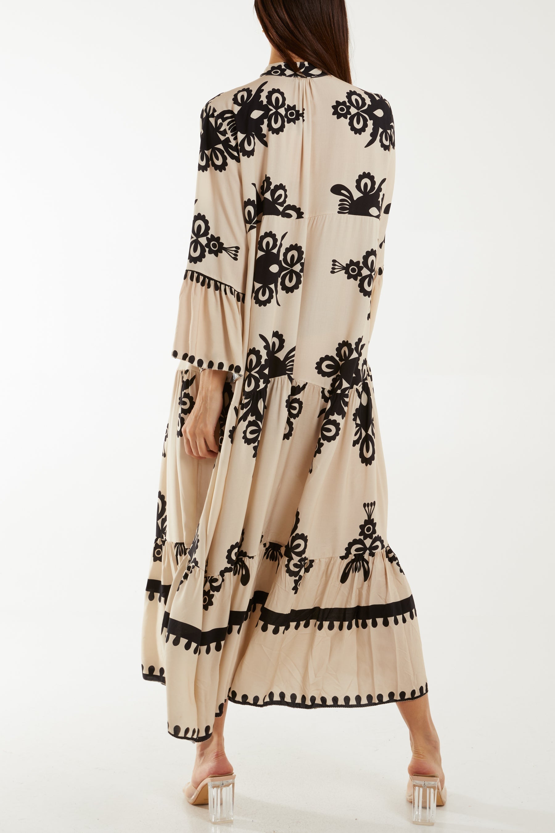 Printed Tiered Maxi Dress For Women  - Dropwear