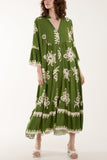 Printed Tiered Maxi Dress For Women  - Dropwear