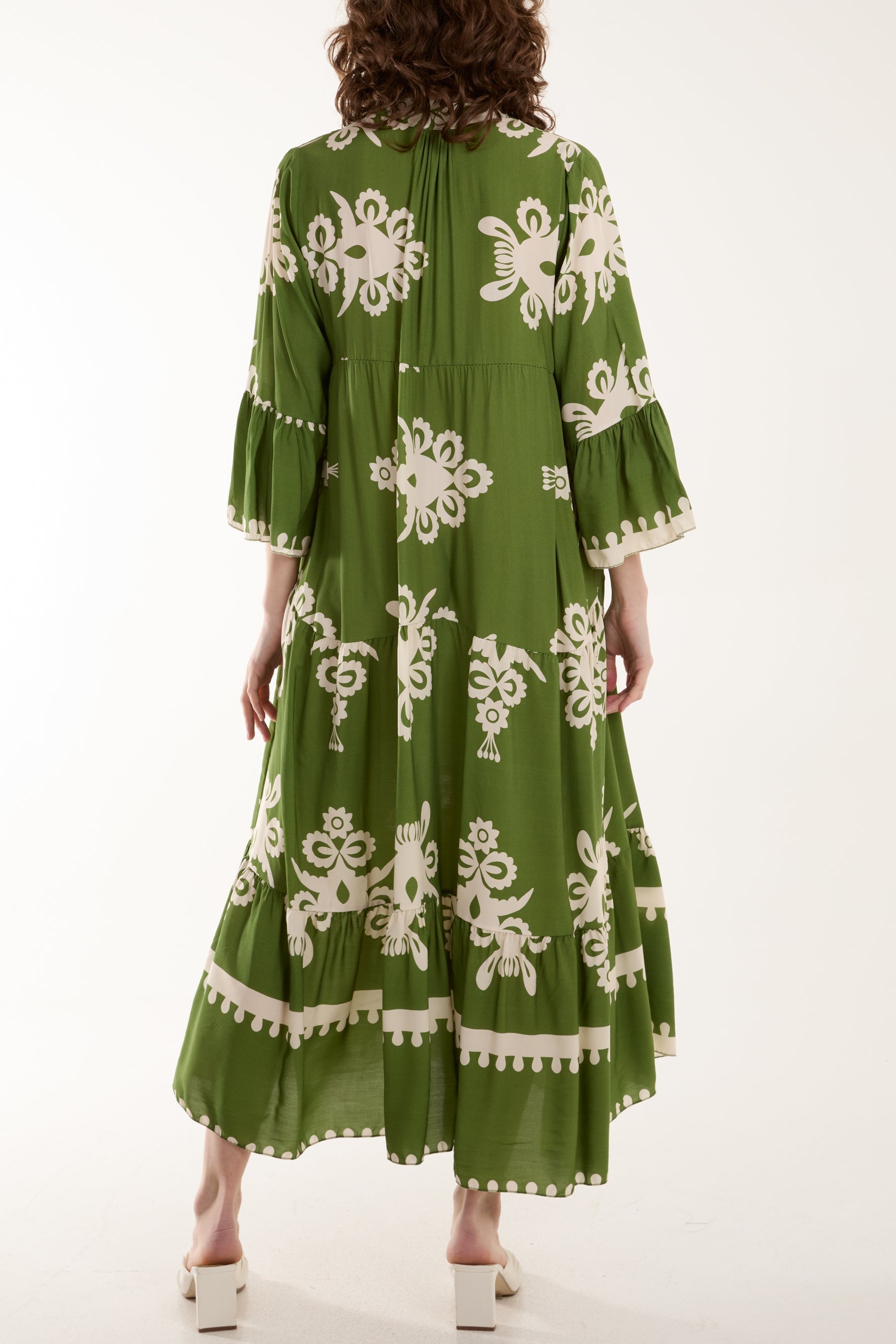 Printed Tiered Maxi Dress For Women  - Dropwear