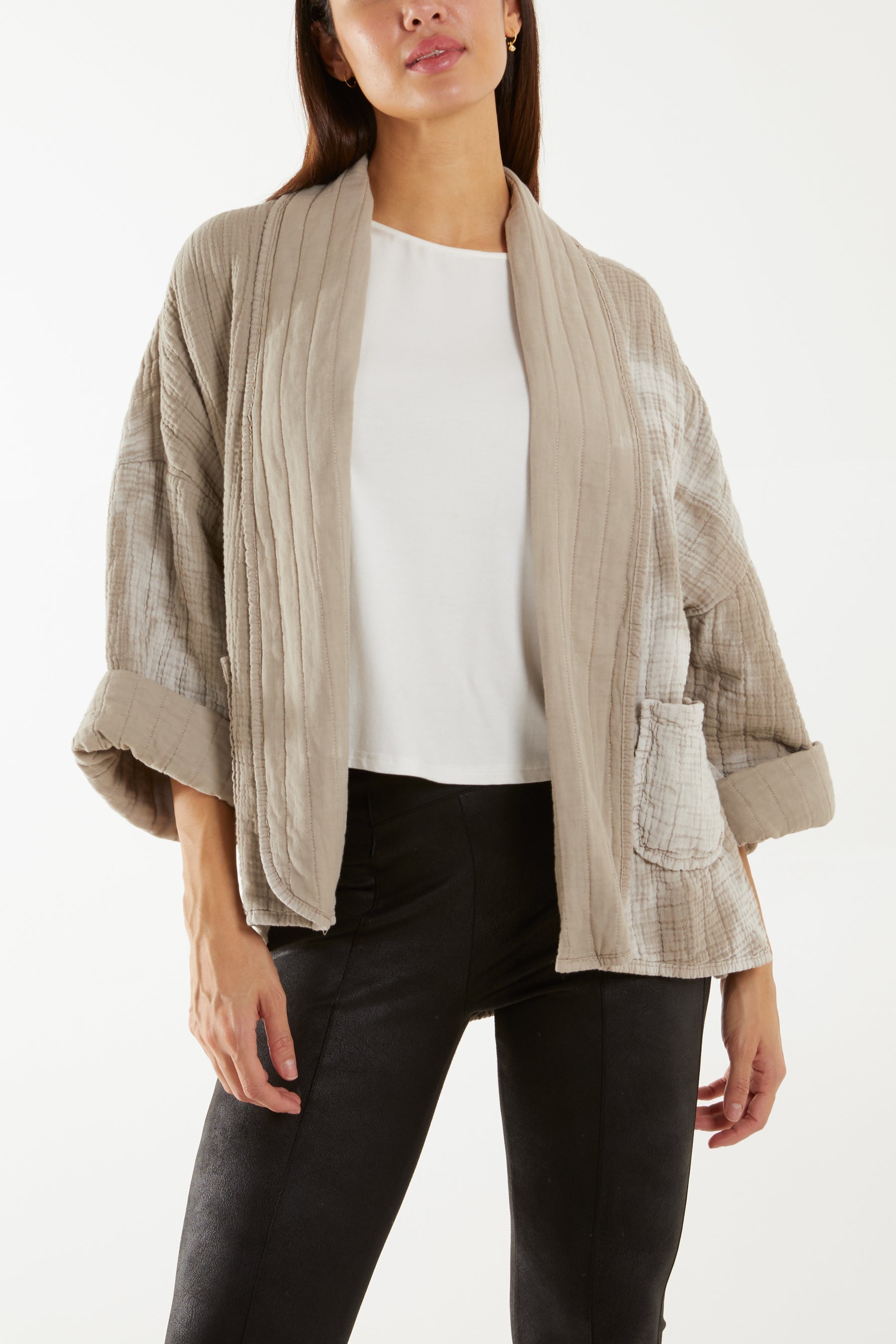 Sage Tie Dye Cheese Cloth Kimono Jacket For Women ONE SIZE - Dropwear