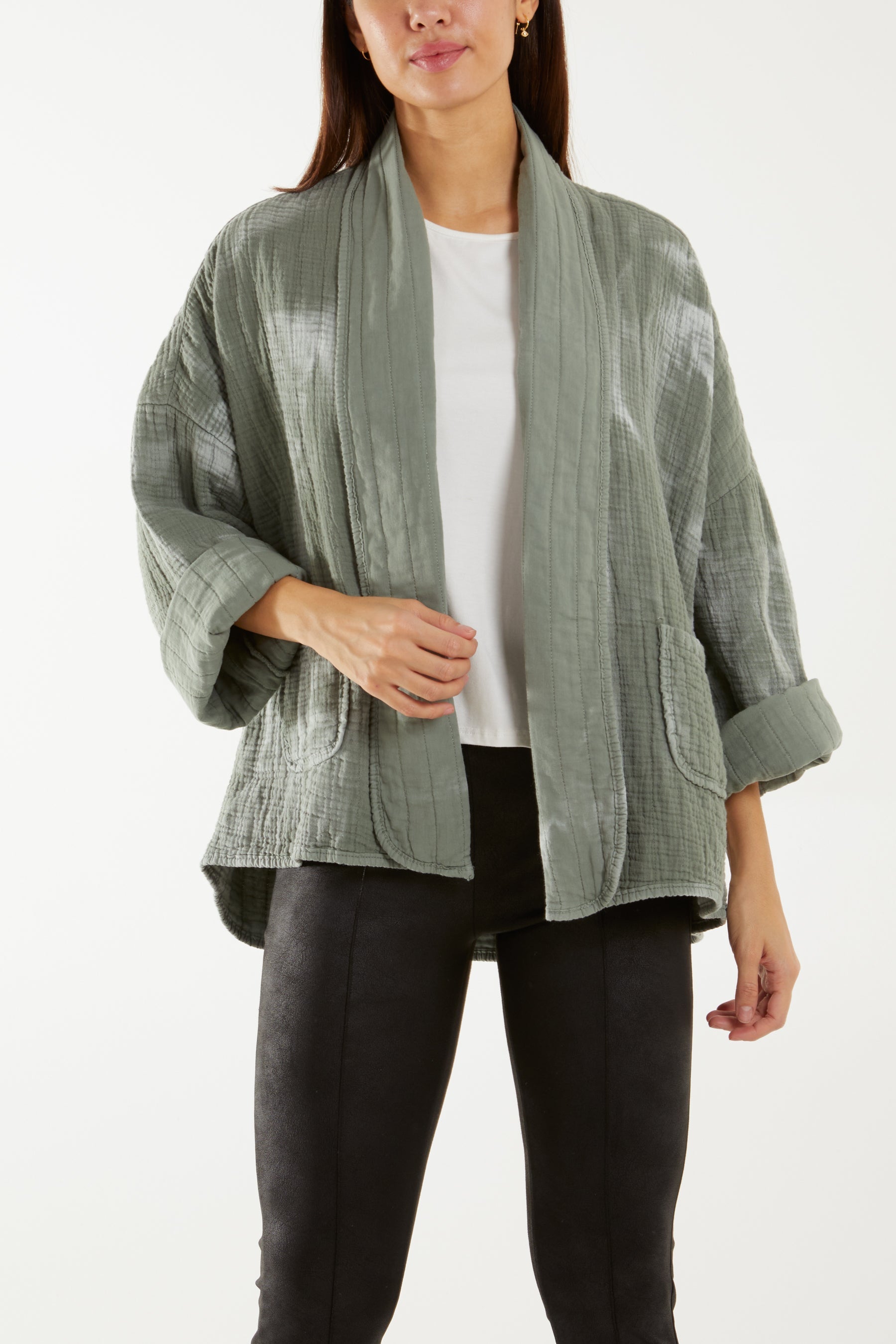 Stone Tie Dye Cheese Cloth Kimono Jacket For Women ONE SIZE - Dropwear
