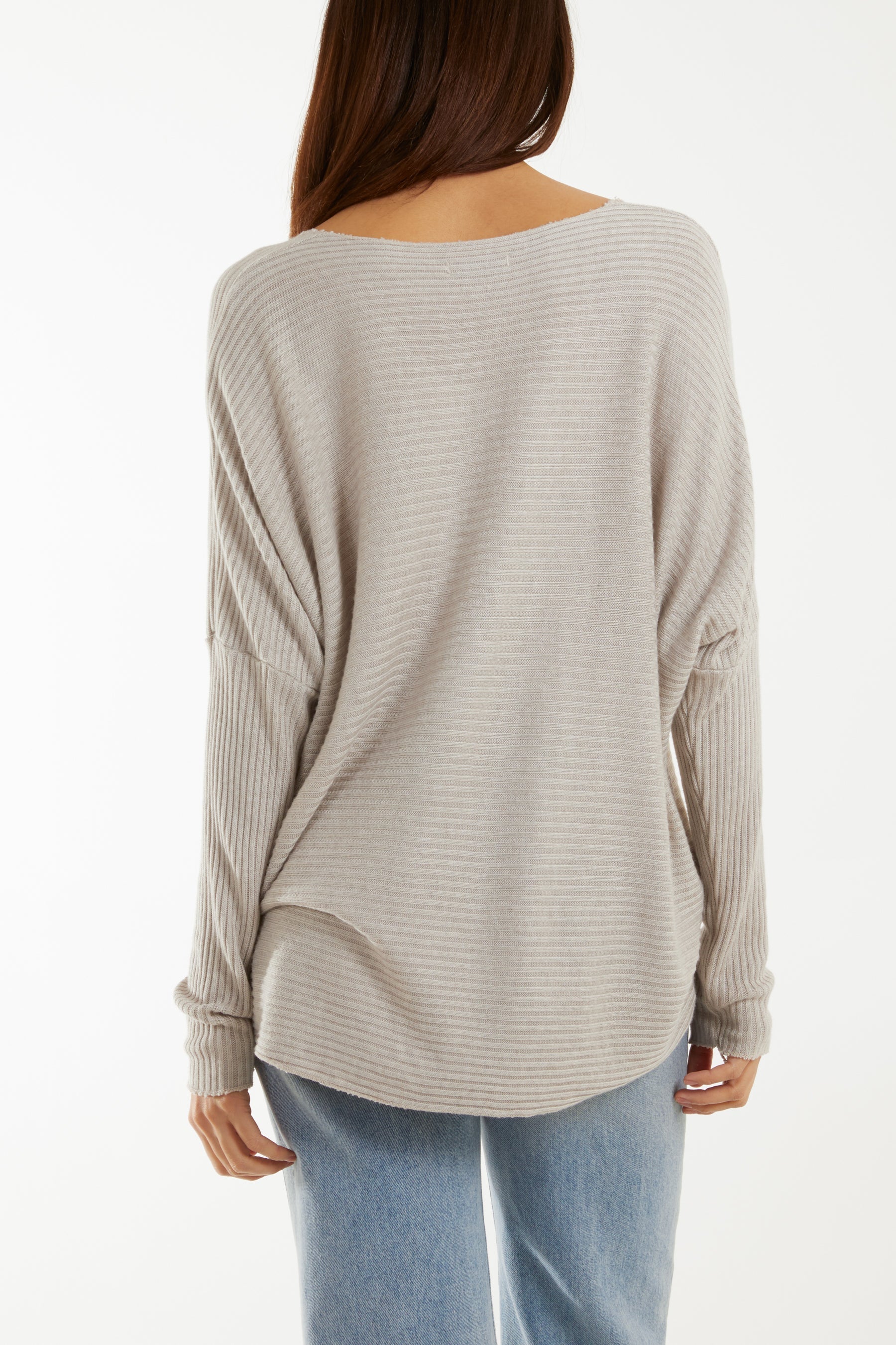 Cream Wool Blend Floral Ribbed Knit Jumper For Women ONE SIZE - Dropwear
