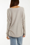 Cream Wool Blend Floral Ribbed Knit Jumper For Women ONE SIZE - Dropwear