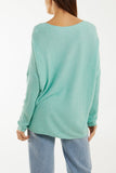 Mint Wool Blend Floral Ribbed Knit Jumper For Women ONE SIZE - Dropwear