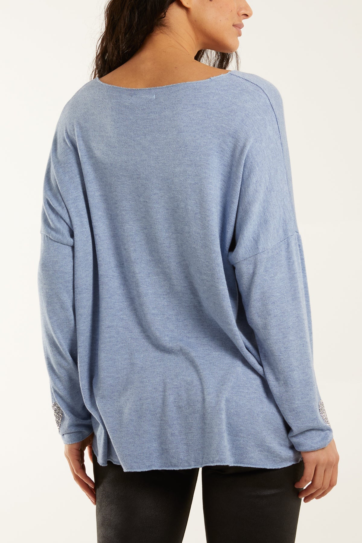 Appliqued Heart Sleeves Fine Knit Jumper For Women  - Dropwear