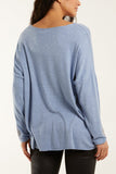 Appliqued Heart Sleeves Fine Knit Jumper For Women  - Dropwear