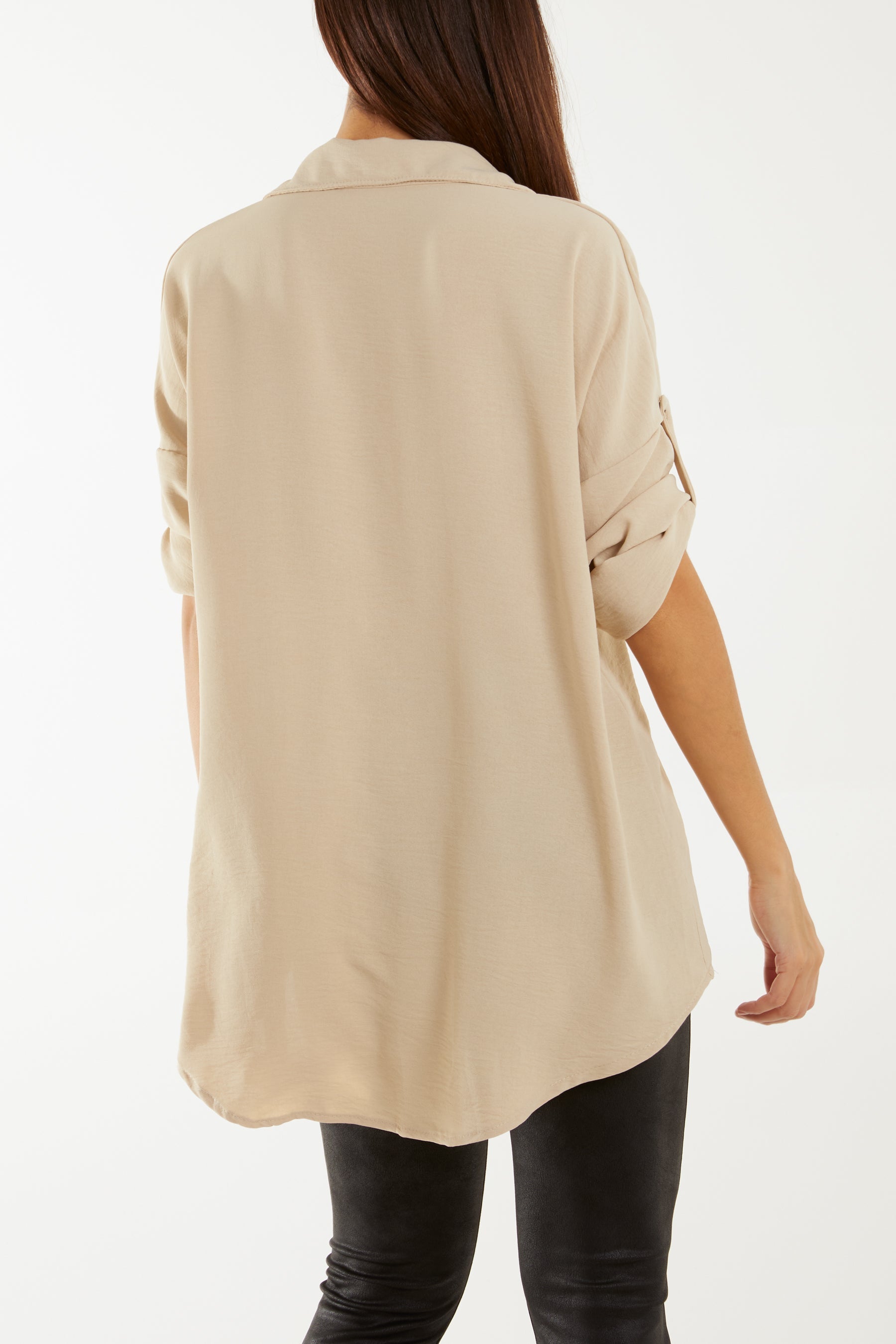 Open Collar Wooden Button Blouse For Women  - Dropwear