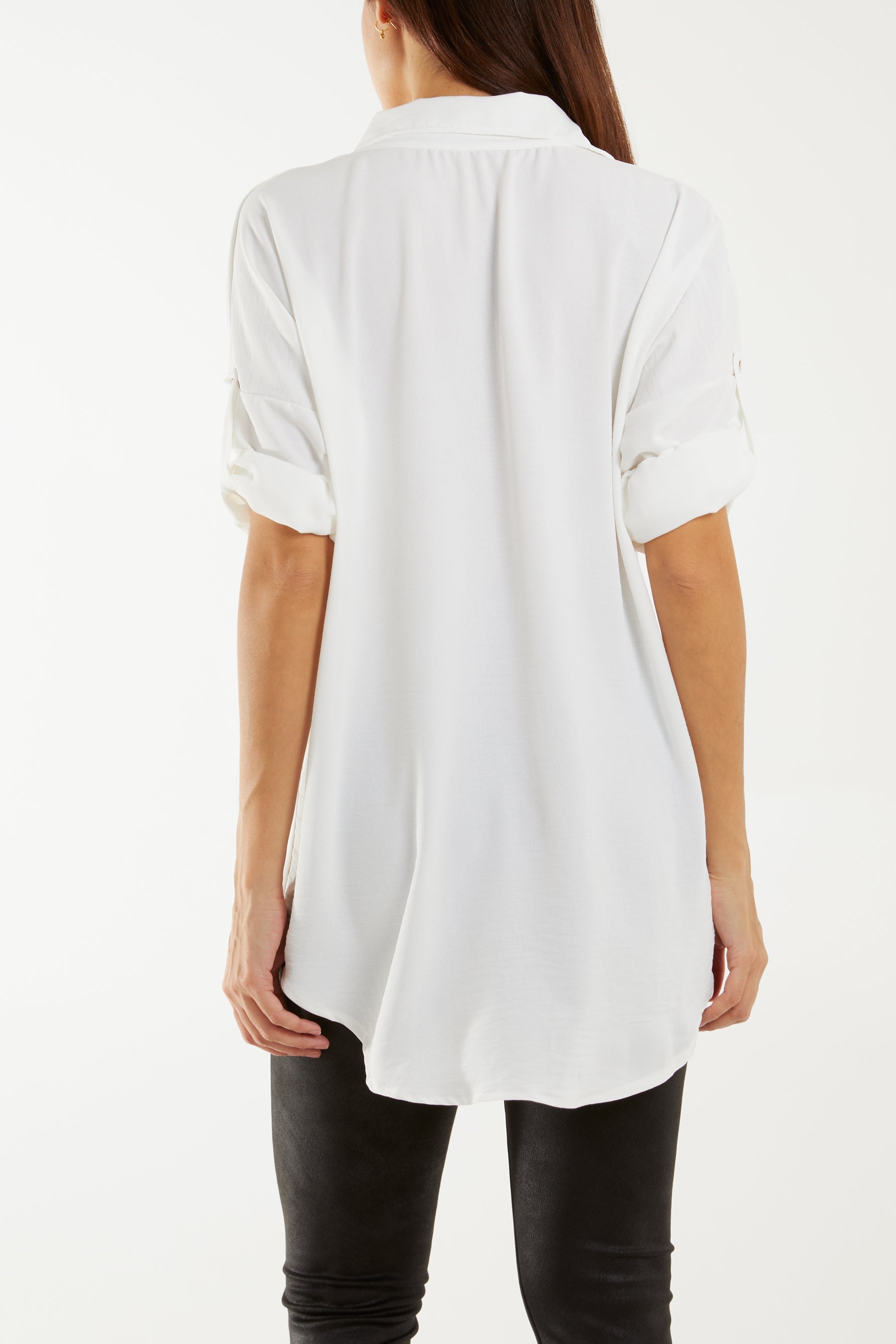 Open Collar Wooden Button Blouse For Women  - Dropwear