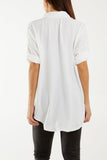 Open Collar Wooden Button Blouse For Women  - Dropwear