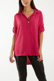 Khaki Open Collar Wooden Button Blouse For Women ONE SIZE - Dropwear