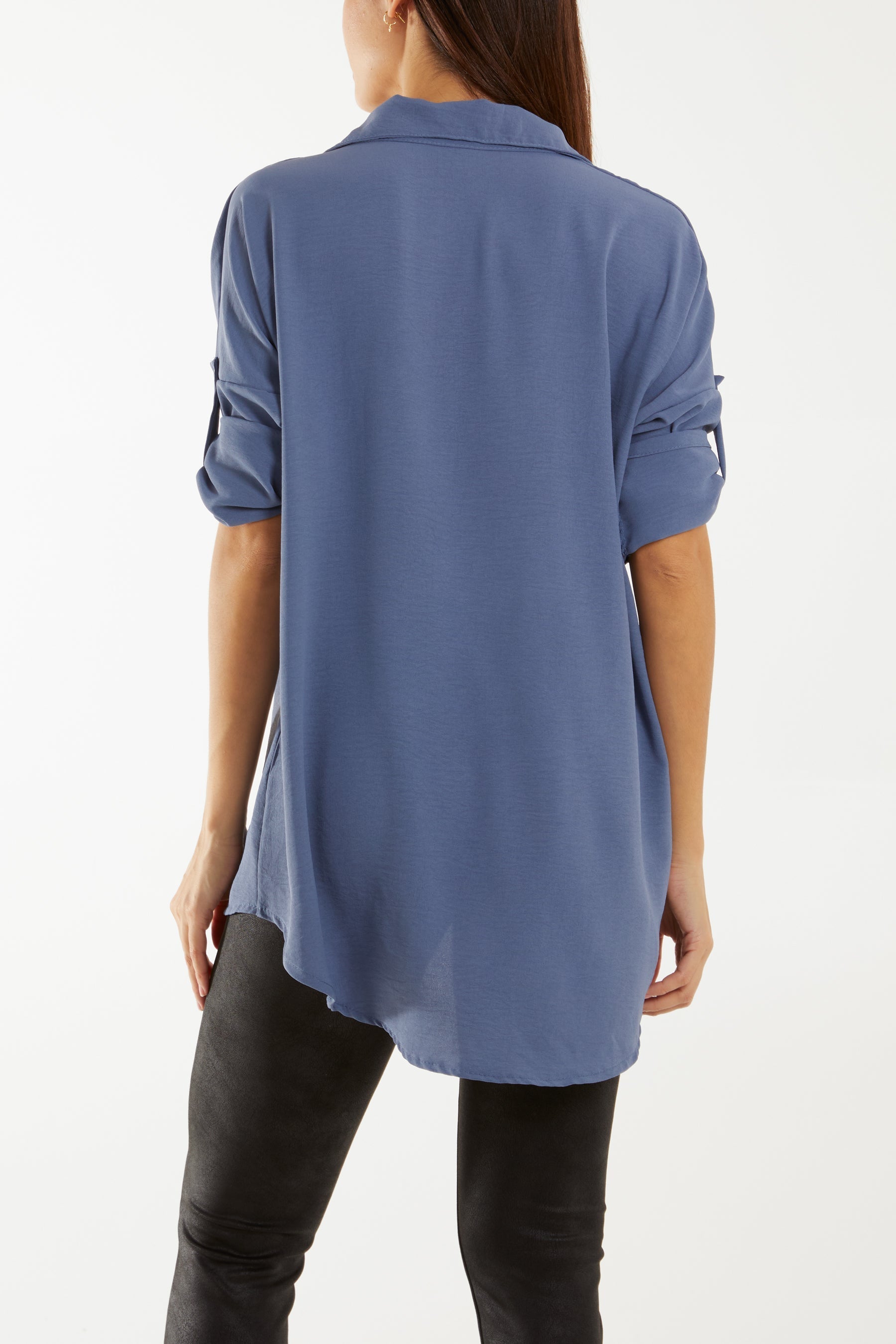 Black Open Collar Wooden Button Blouse For Women ONE SIZE - Dropwear