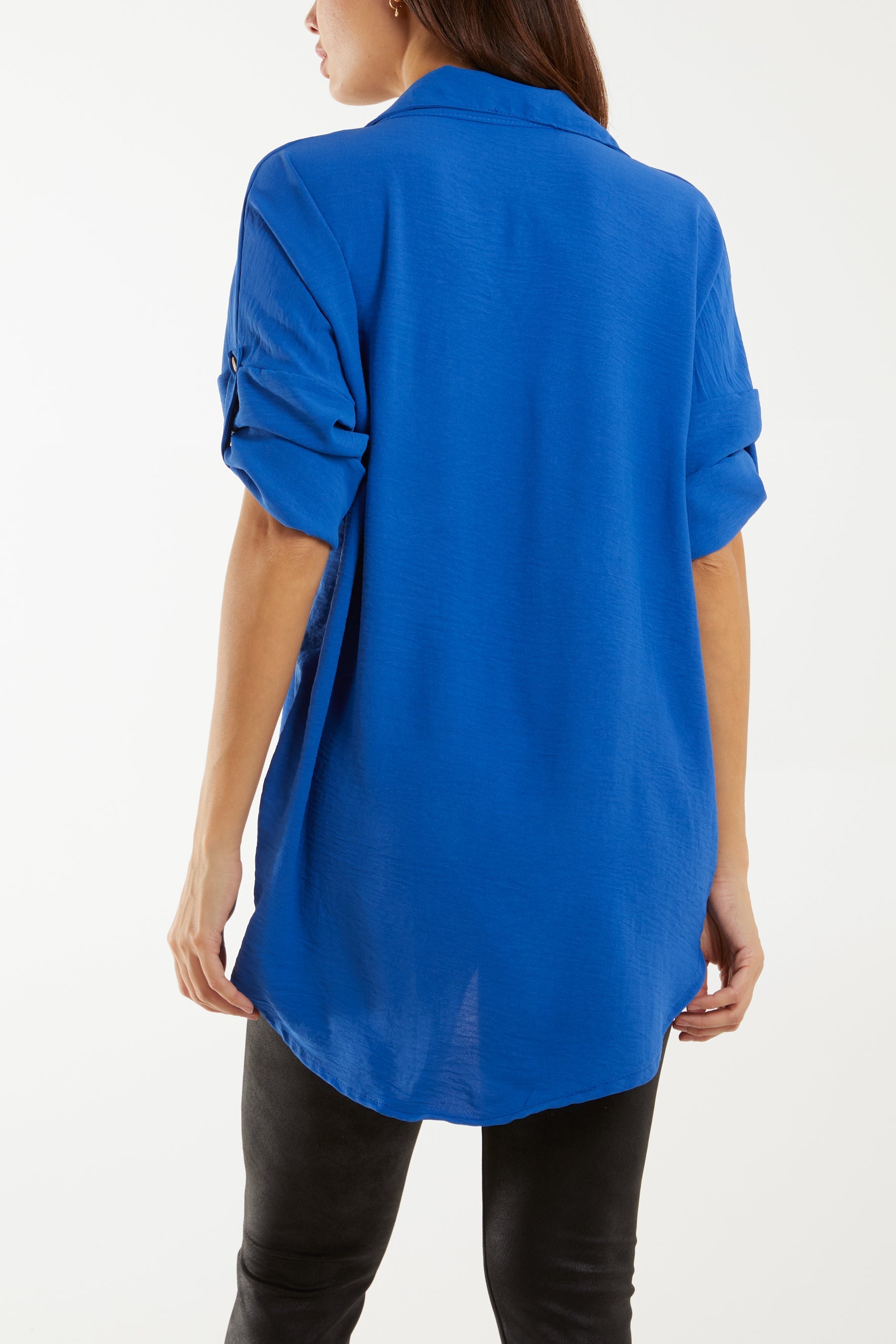 Open Collar Wooden Button Blouse For Women  - Dropwear