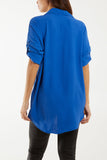 Open Collar Wooden Button Blouse For Women  - Dropwear