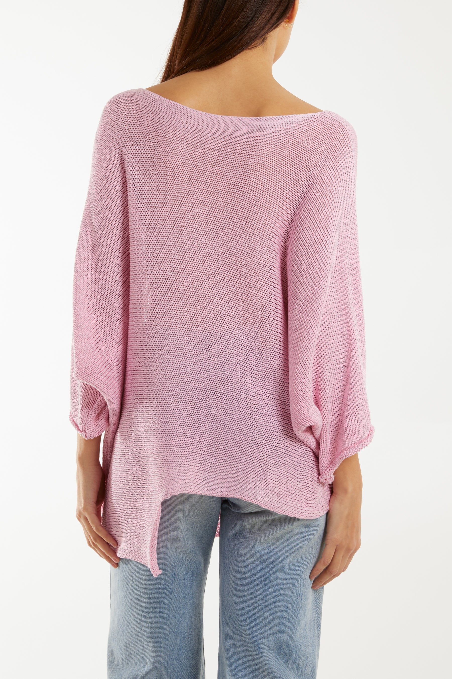 Cotton Crochet Asymmetric Hem Jumper For Women  - Dropwear