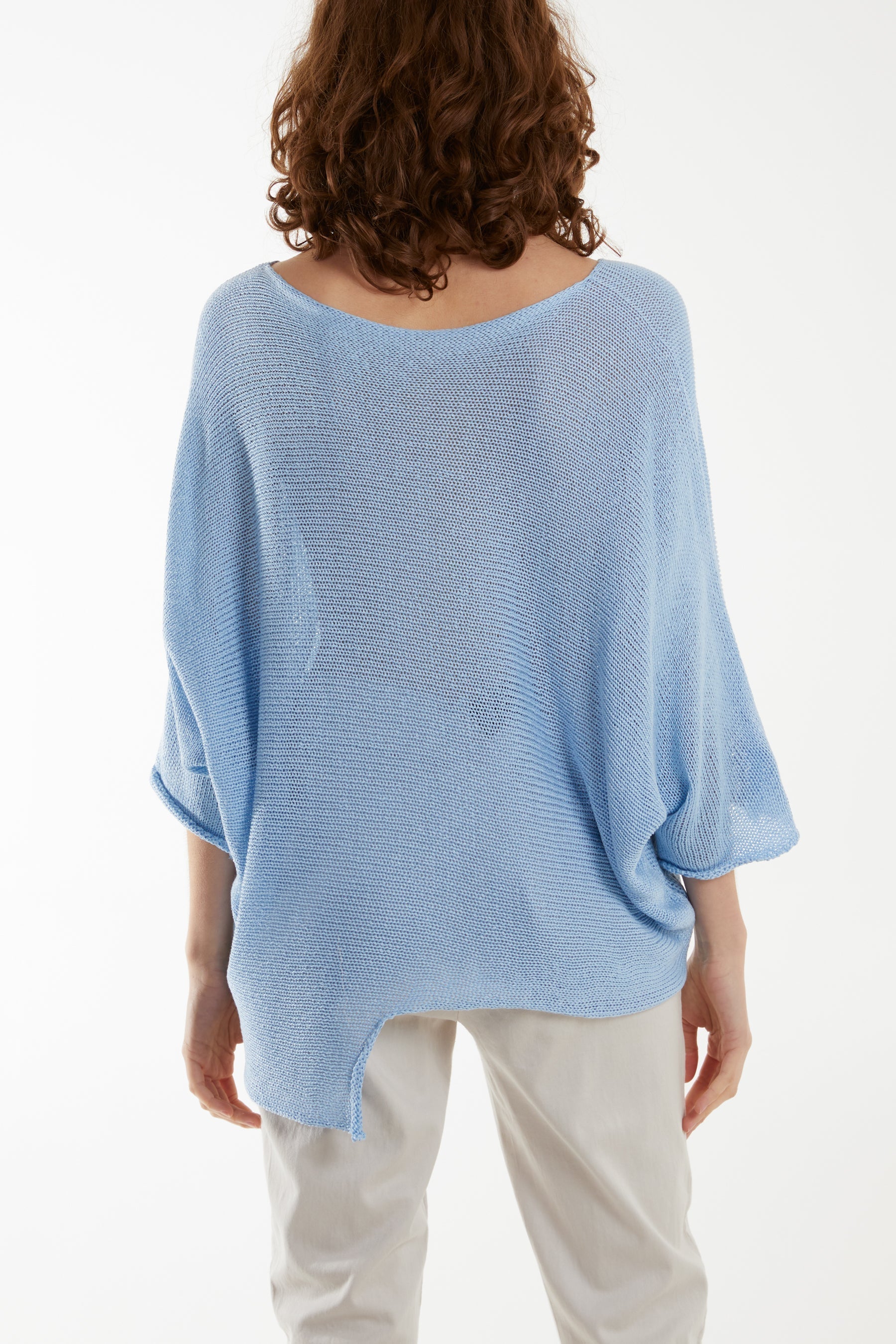 Orange Cotton Crochet Asymmetric Hem Jumper For Women ONE SIZE - Dropwear