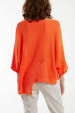 Pink Cotton Crochet Asymmetric Hem Jumper For Women ONE SIZE - Dropwear