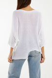 Cotton Crochet Asymmetric Hem Jumper For Women  - Dropwear