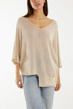 Cotton Crochet Asymmetric Hem Jumper For Women  - Dropwear