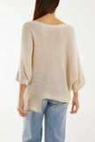 Cotton Crochet Asymmetric Hem Jumper For Women  - Dropwear