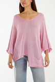 Light Blue Cotton Crochet Asymmetric Hem Jumper For Women ONE SIZE - Dropwear