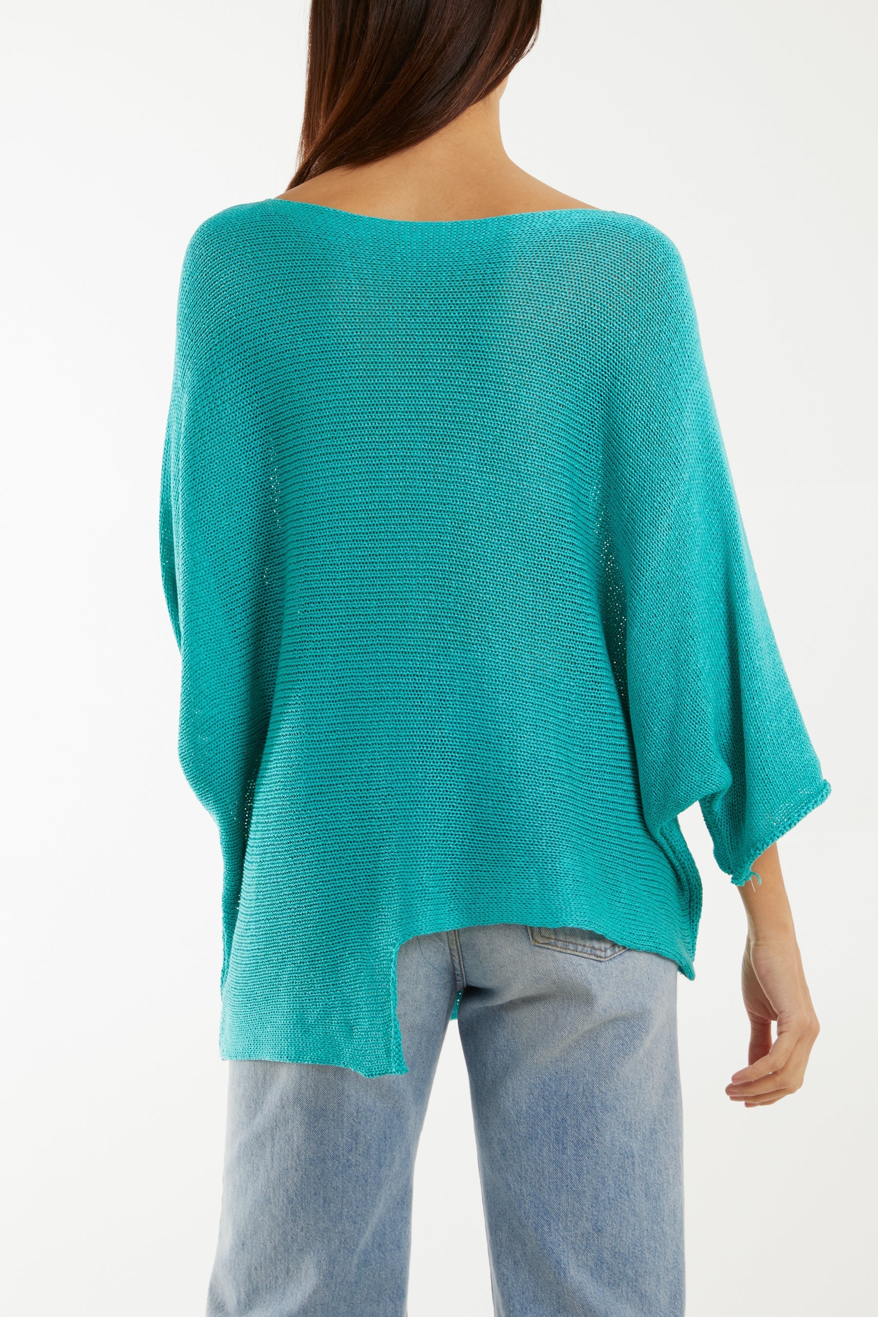Cotton Crochet Asymmetric Hem Jumper For Women  - Dropwear