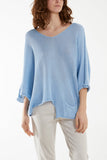 Jade Cotton Crochet Asymmetric Hem Jumper For Women ONE SIZE - Dropwear