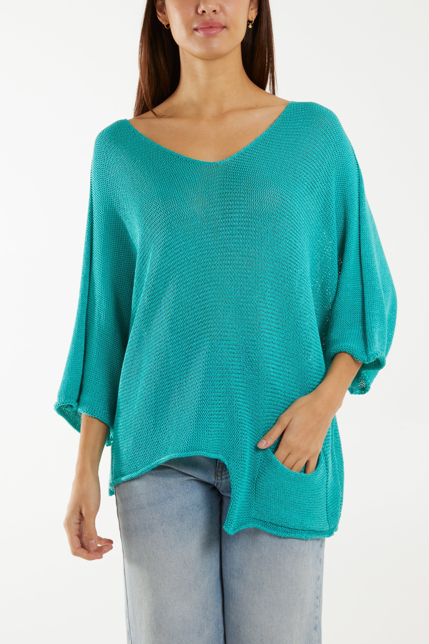 Cotton Crochet Asymmetric Hem Jumper For Women  - Dropwear