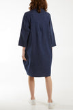 Dark Denim Denim Pockets Mini Shirt Dress For Women ONE SIZE - Dropwear