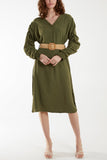 Stone Ruffle Sleeve Pelted Midi Dress For Women ONE SIZE - Dropwear