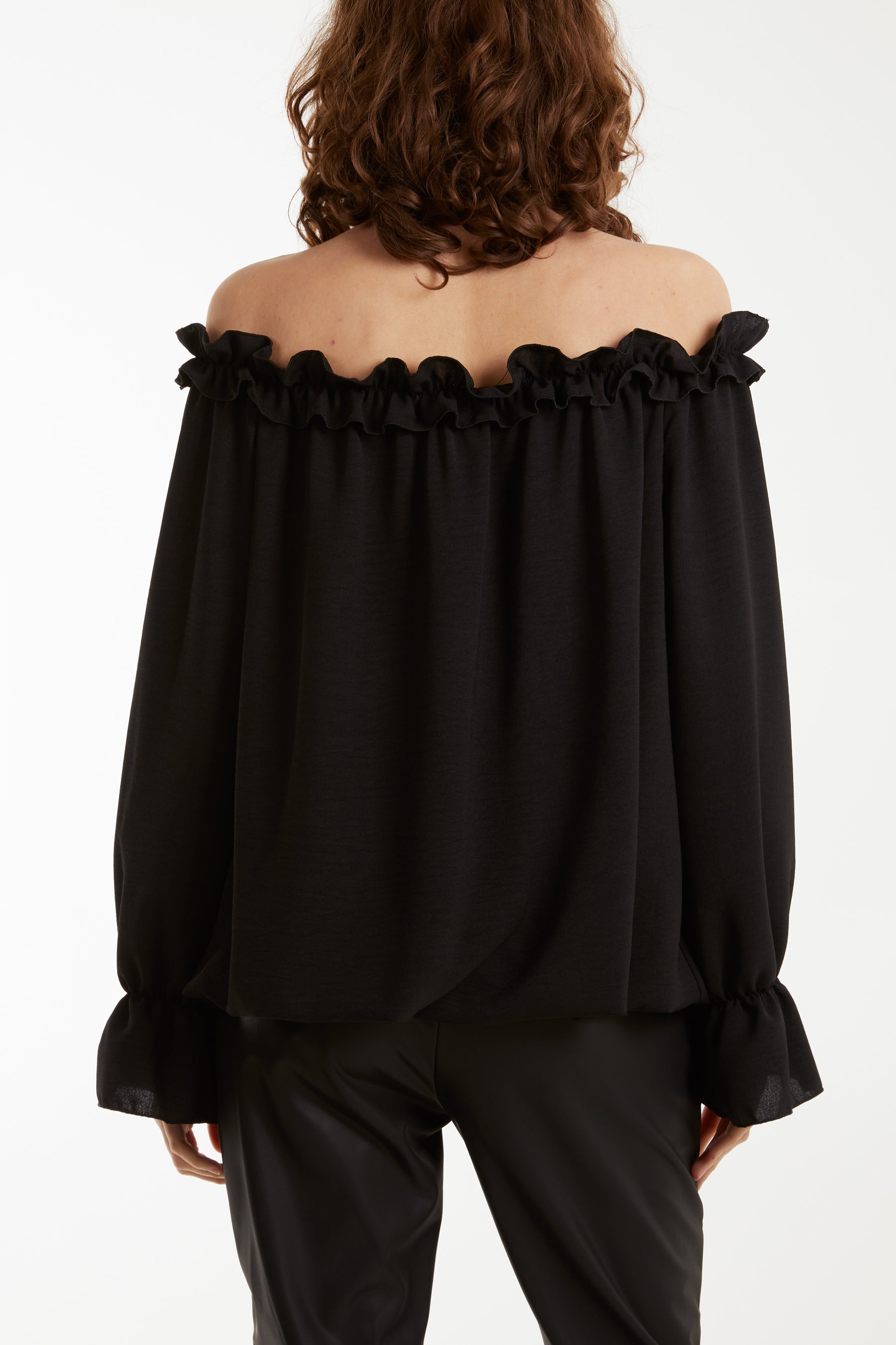 Bardot Ruffle Bubble Hem Blouse For Women  - Dropwear