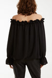 Bardot Ruffle Bubble Hem Blouse For Women  - Dropwear