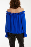 Bardot Ruffle Bubble Hem Blouse For Women  - Dropwear