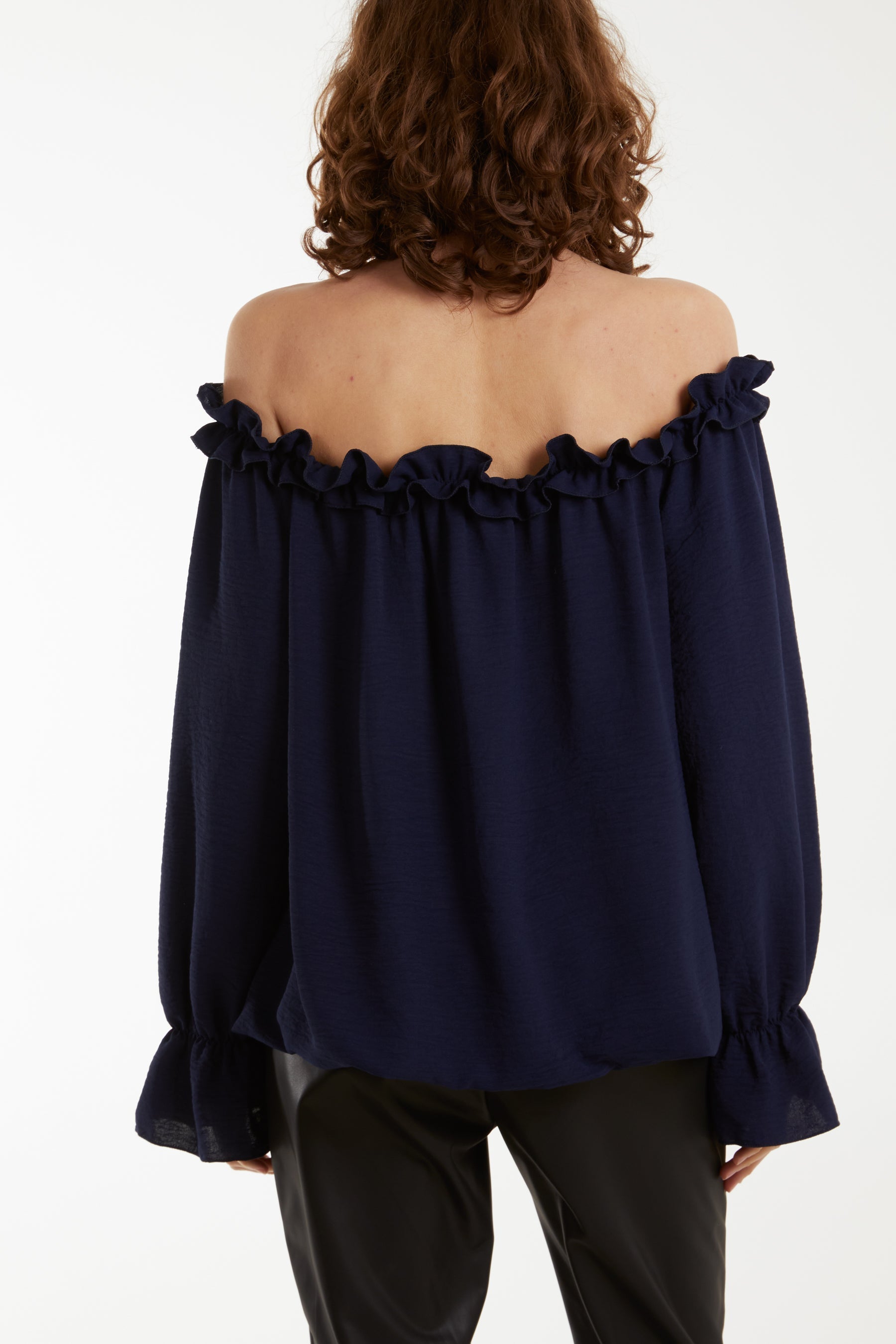 Hot Pink Bardot Ruffle Bubble Hem Blouse For Women ONE SIZE - Dropwear