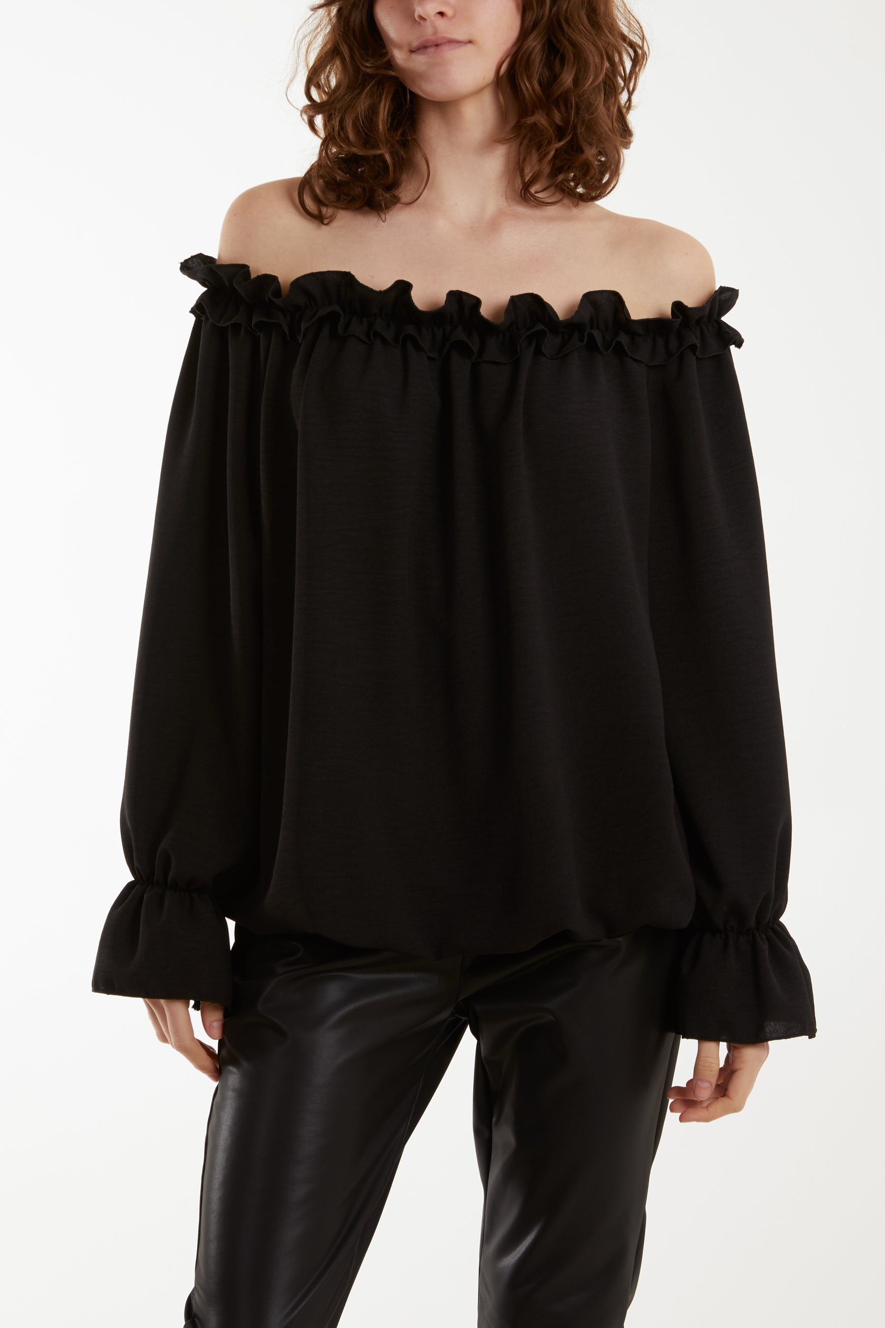Bardot Ruffle Bubble Hem Blouse For Women  - Dropwear