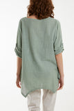 White Pure Cotton Asymmetric Hem Pocket Top For Women ONE SIZE - Dropwear