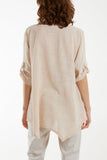 Khaki Pure Cotton Asymmetric Hem Pocket Top For Women ONE SIZE - Dropwear