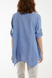 Pure Cotton Asymmetric Hem Pocket Top For Women  - Dropwear