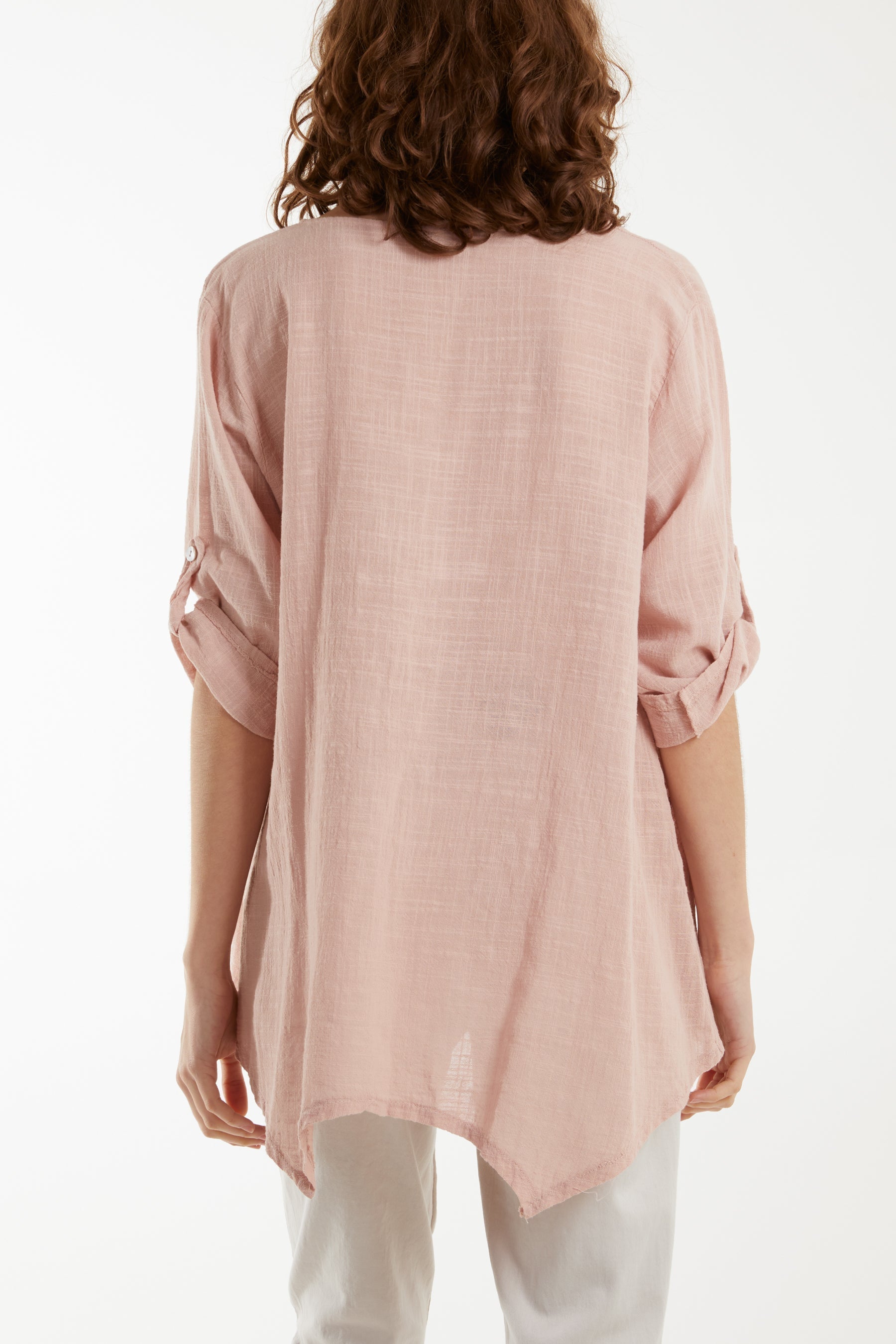 Pure Cotton Asymmetric Hem Pocket Top For Women  - Dropwear