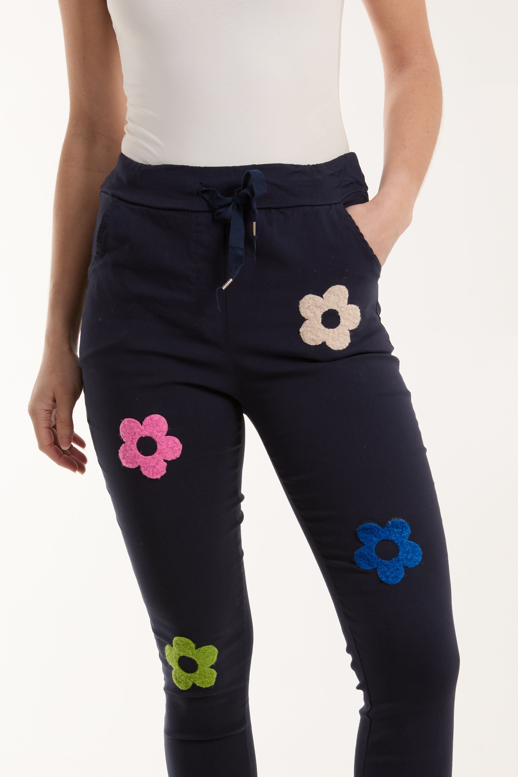 Floral Magic Drawstring Crushed Trousers For Women  - Dropwear