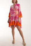 Tassels Toile De Jouy Tiered Dress For Women  - Dropwear
