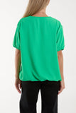Necklace V-neck Bubble Hem Top For Women  - Dropwear