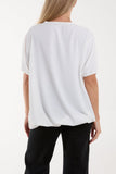 Necklace V-neck Bubble Hem Top For Women  - Dropwear